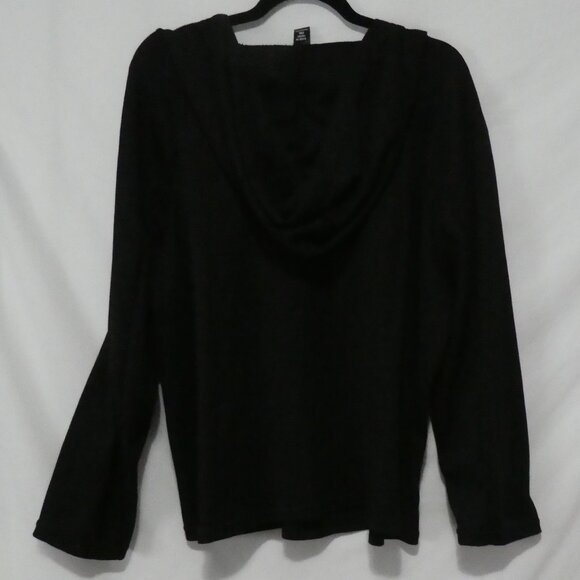 SHEIN - Curve | 2XL | Black Lace-Up Long Sleeve Waffle Knit Hooded Top - Picture 3 of 15